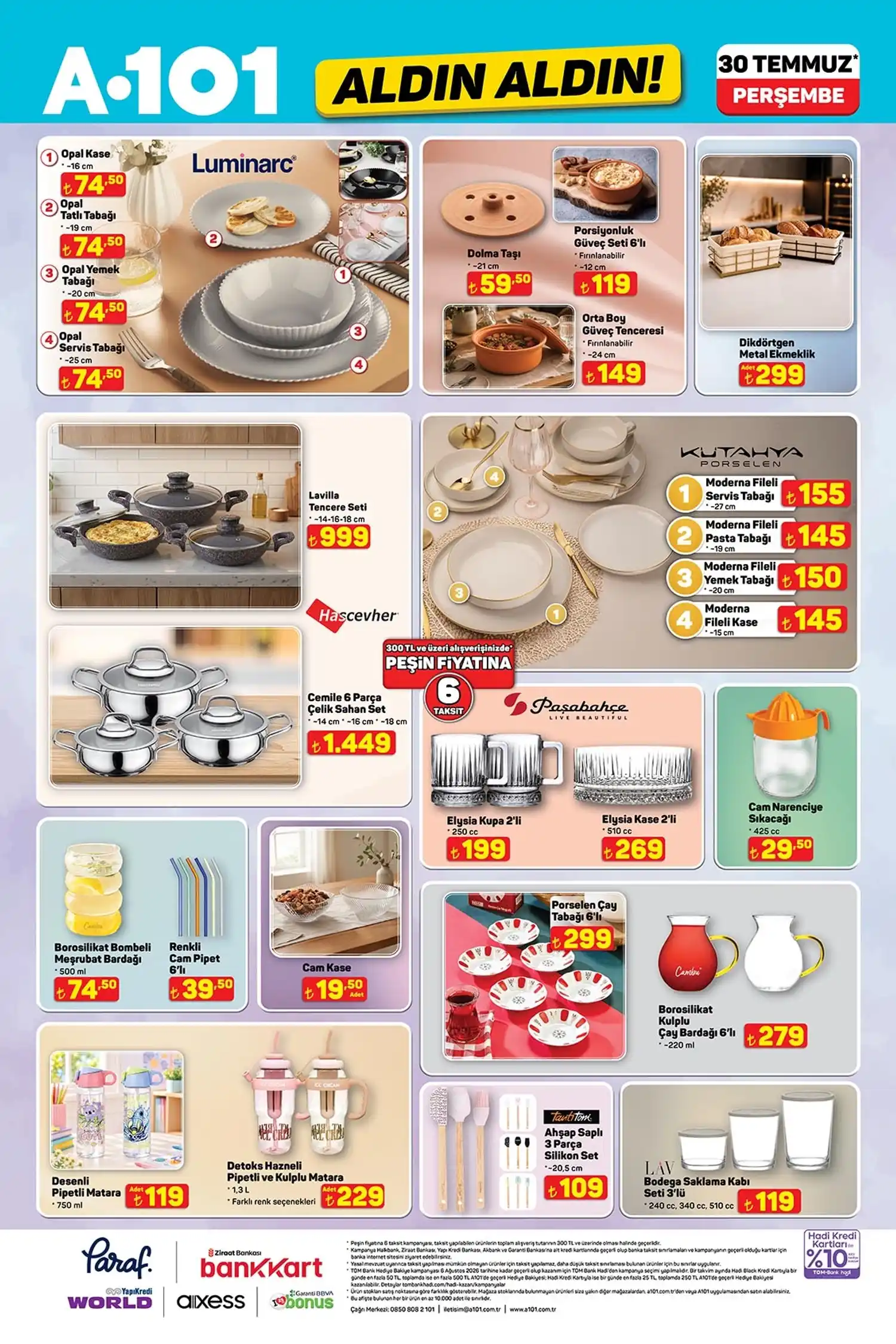 A101 30 Temmuz 2026 aktüel katalog züccaciye ve mutfak ürünleri