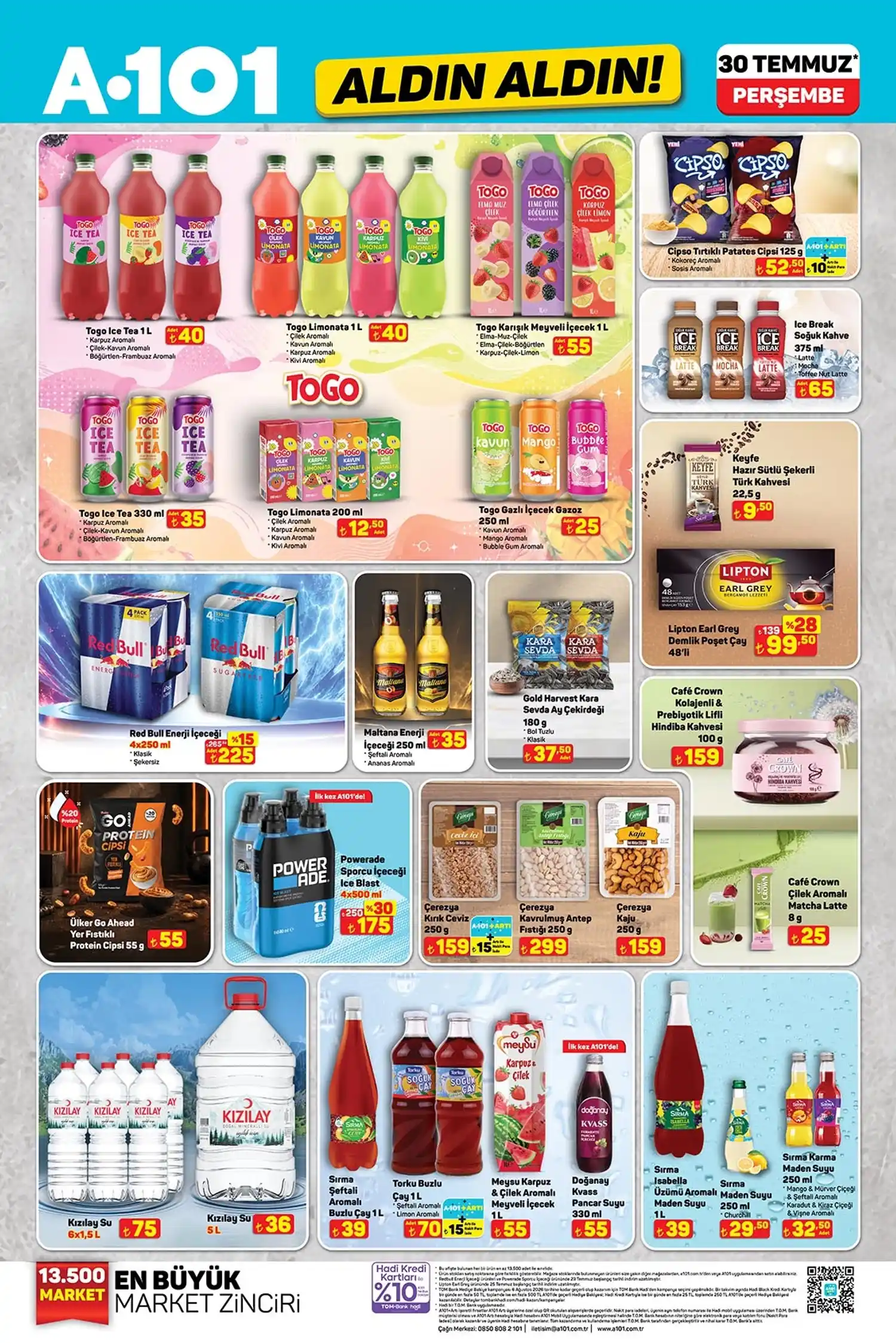 A101 30 Temmuz 2026 katalog icecek ve atistirmalik