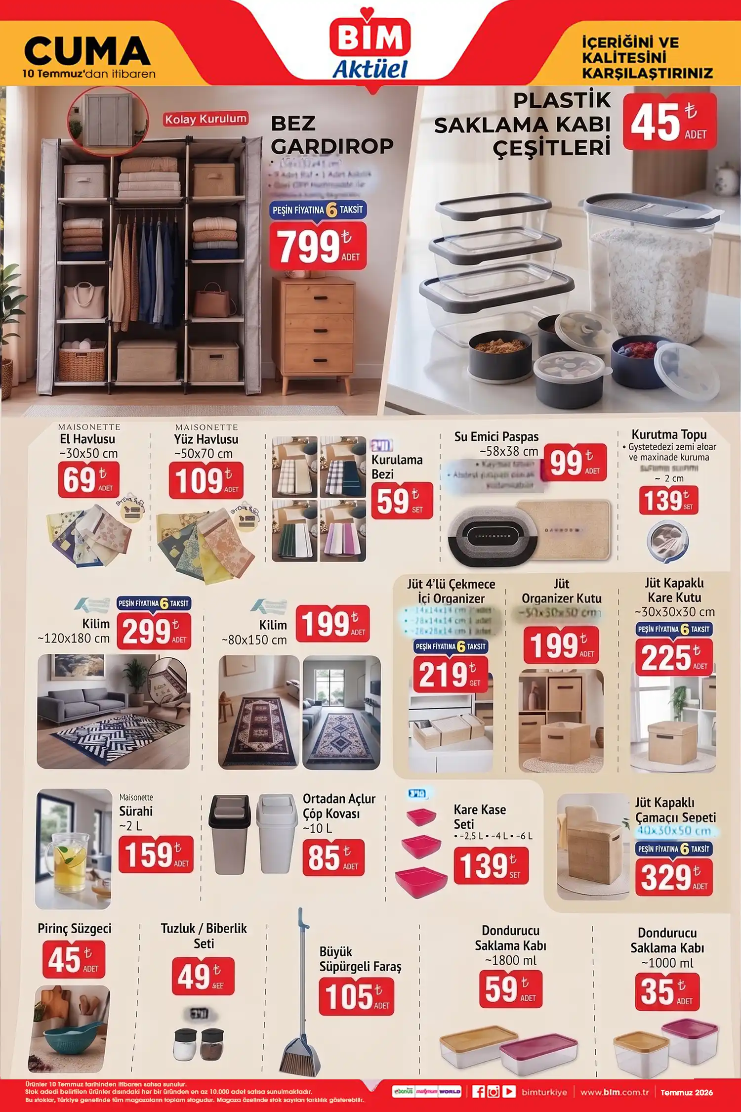 BİM aktüel 10 Temmuz 2026 katalog sayfa 1