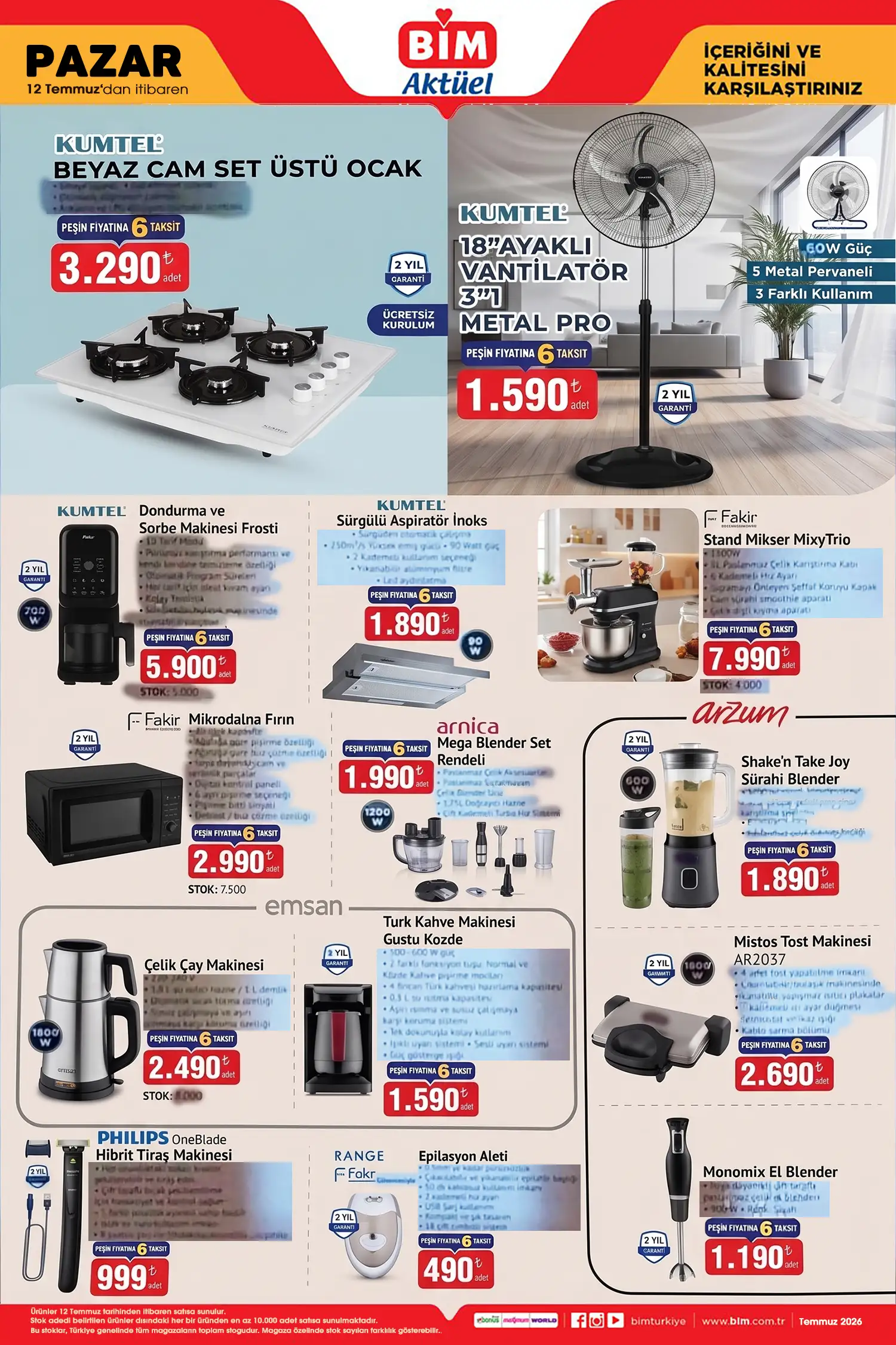 BİM aktüel 12 Temmuz 2026 katalog sayfa 1
