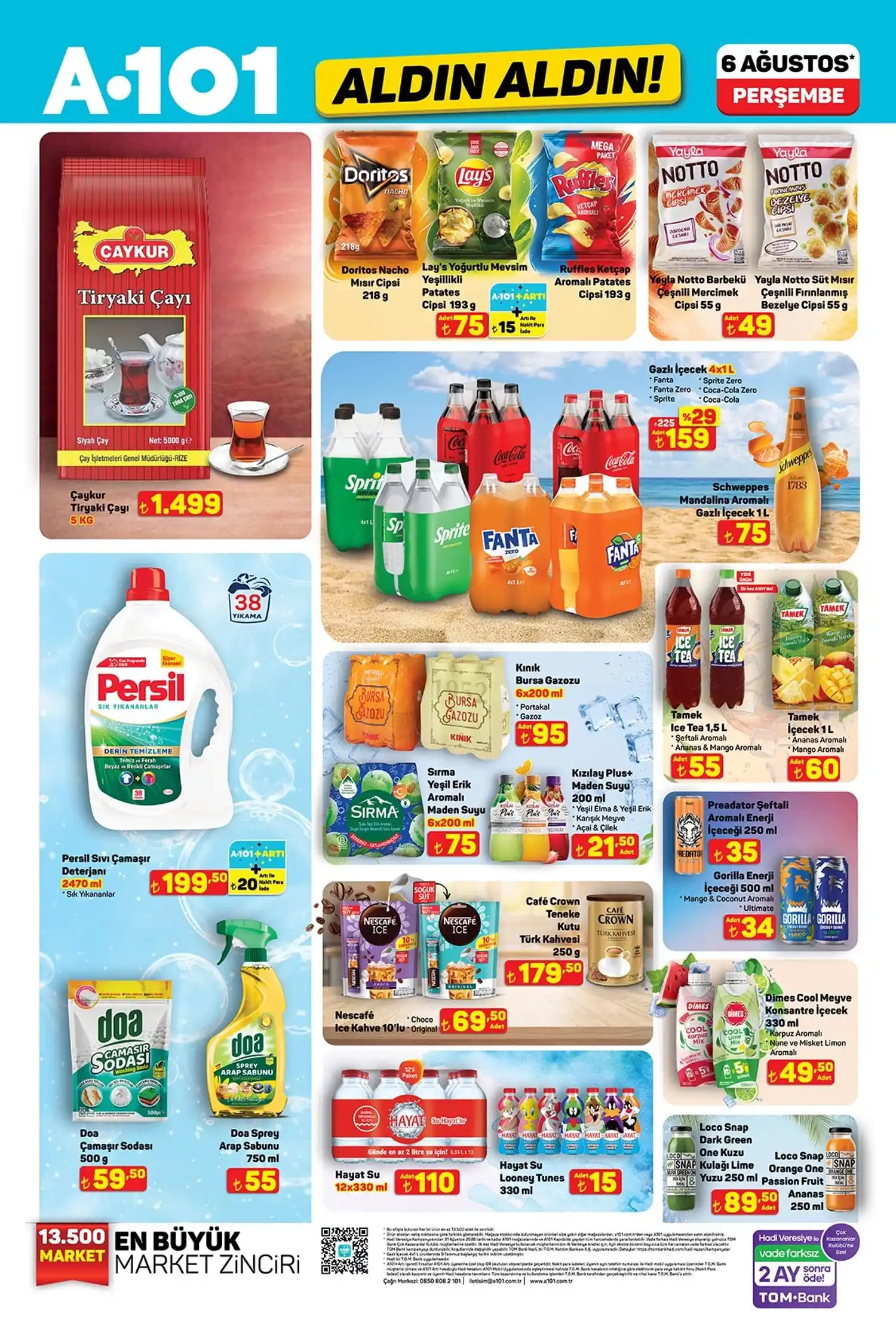 A101 6 Agustos 2026 katalog icecek ve atistirmalik