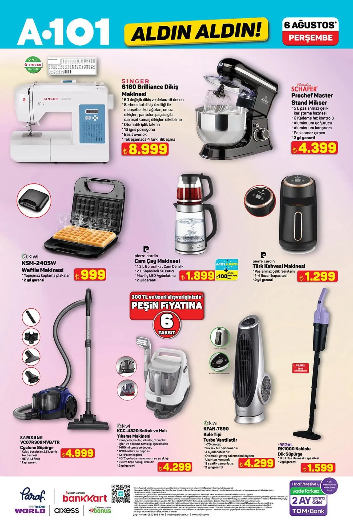 A101 6 Agustos 2026 katalog elektrikli ev aletleri