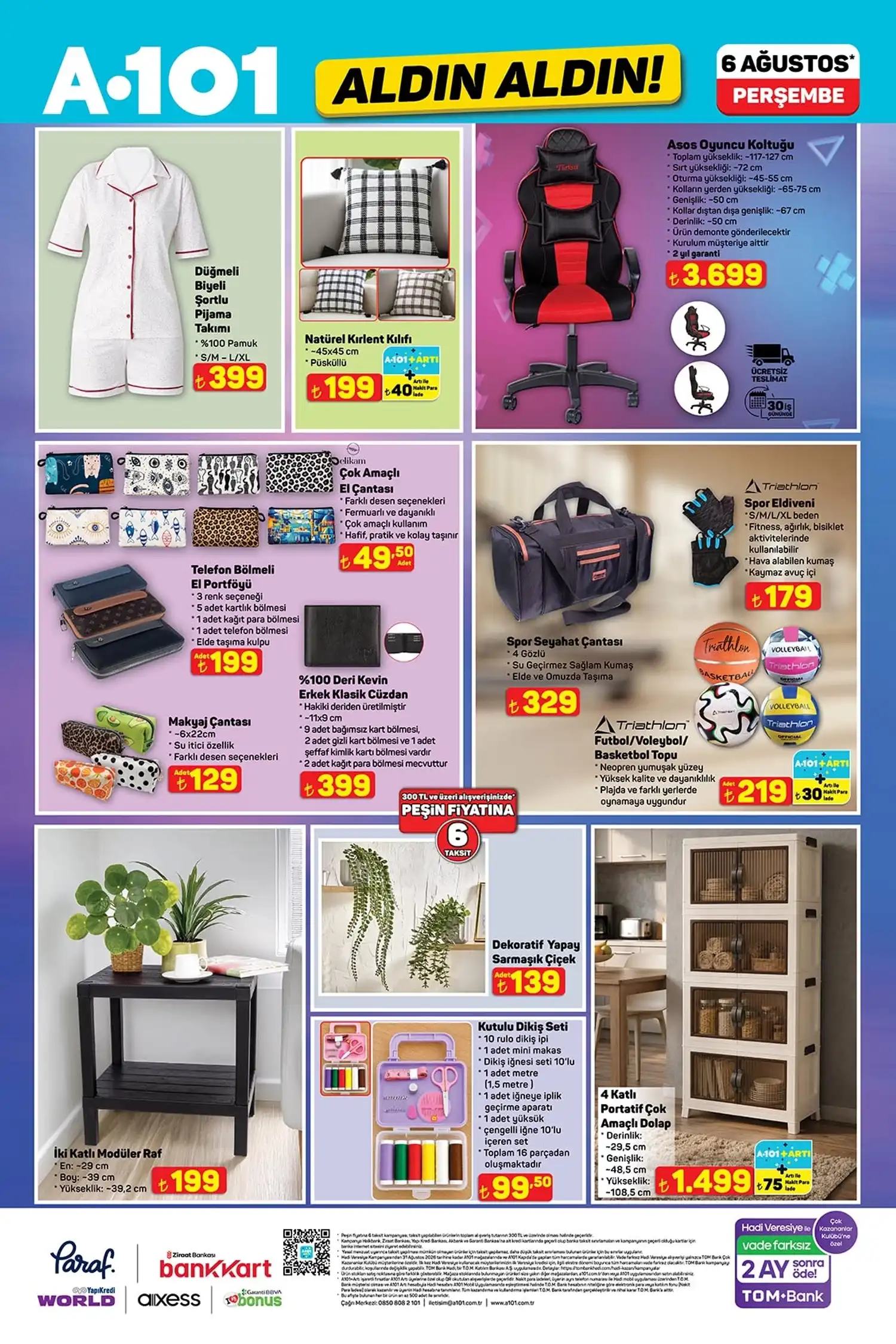 A101 6 Agustos 2026 katalog saklama ve sunum urunleri