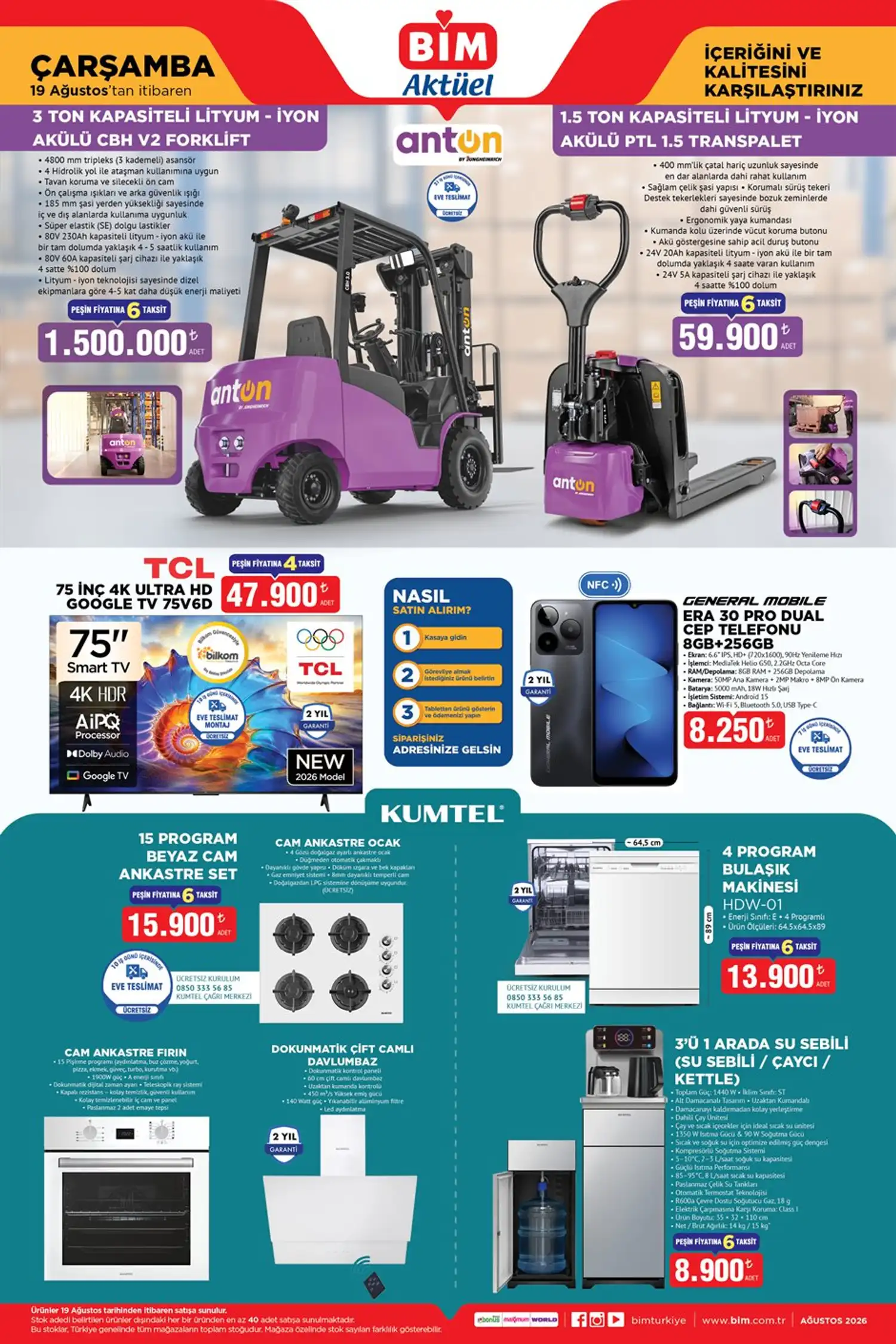 BIM 18 Agustos 2026 katalog televizyon ankastre ve is makineleri