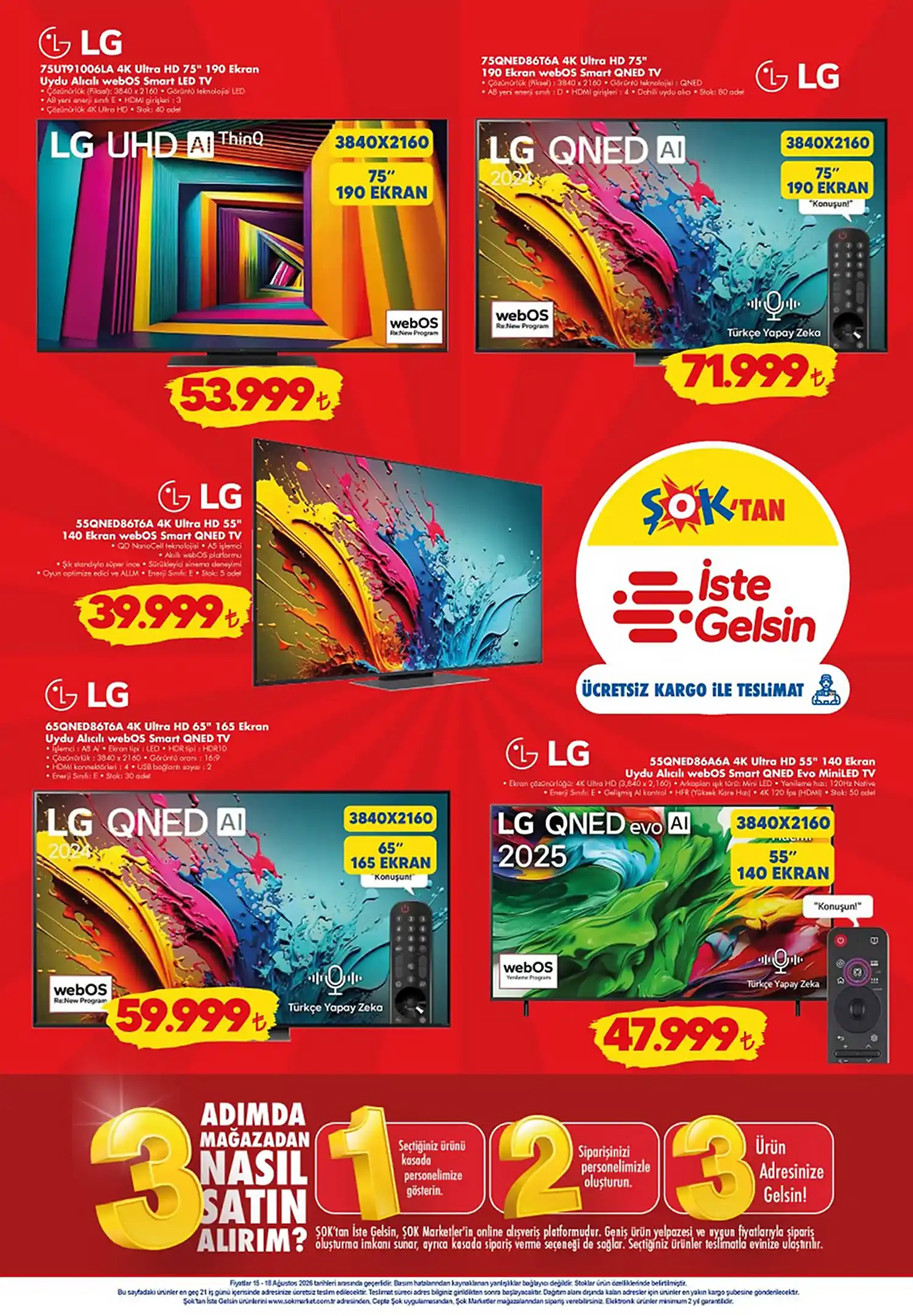 SOK 15 Agustos 2026 katalog LG televizyonlar