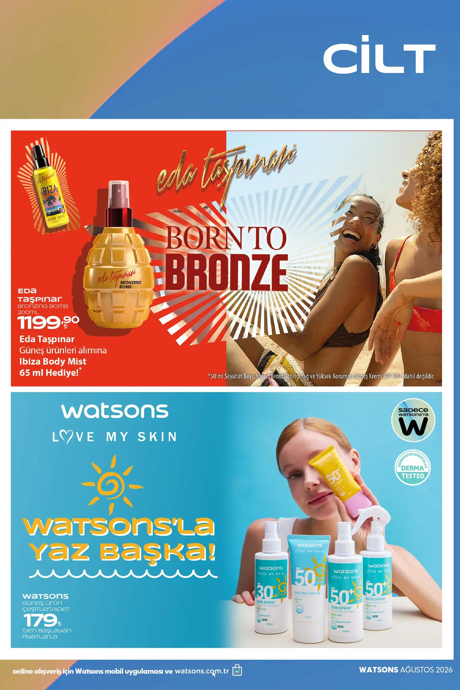 Watsons Agustos 2026 katalog sayfa 25 - gunes bakimi vucut ve kisisel bakim