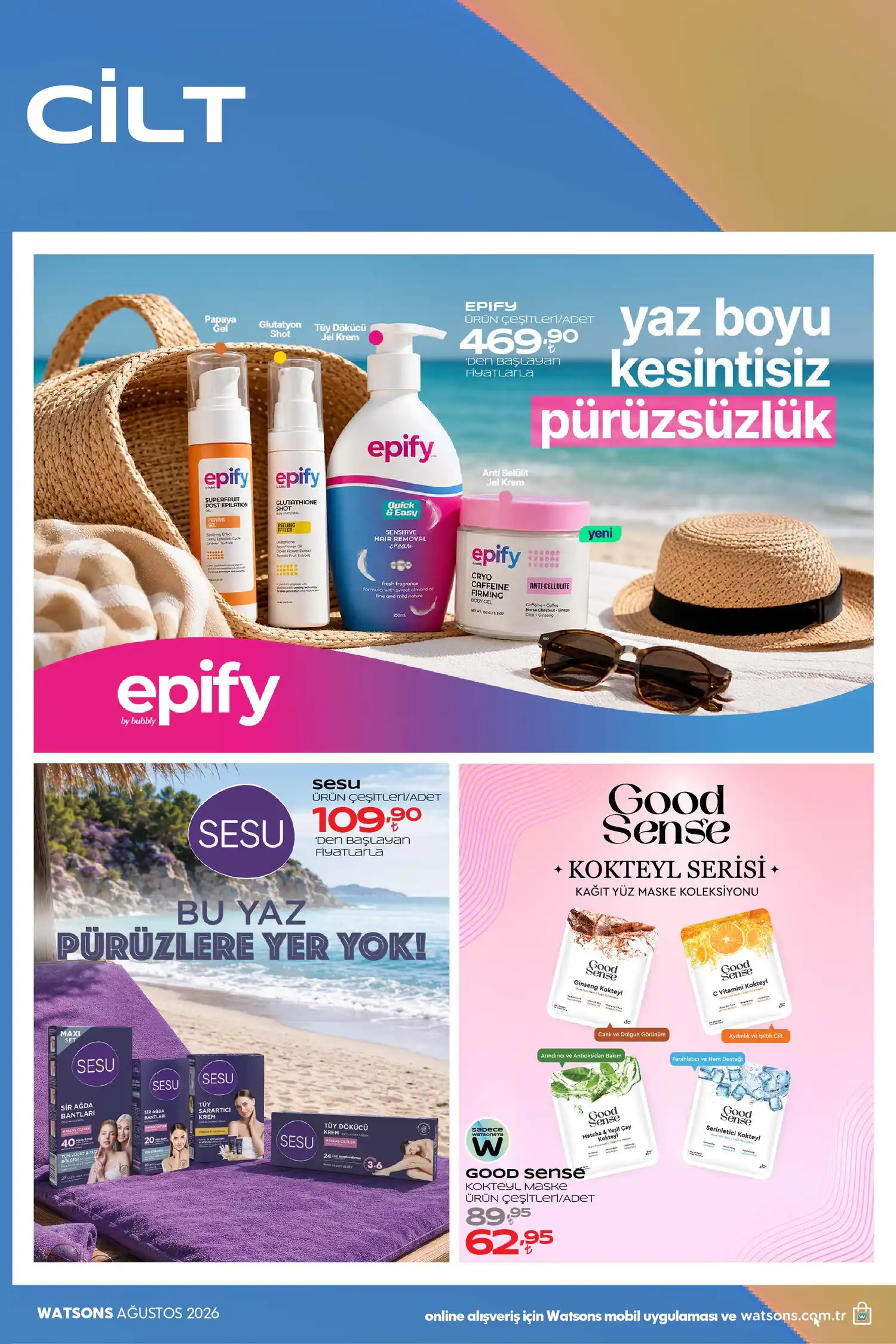 Watsons Agustos 2026 katalog sayfa 26 - gunes bakimi vucut ve kisisel bakim