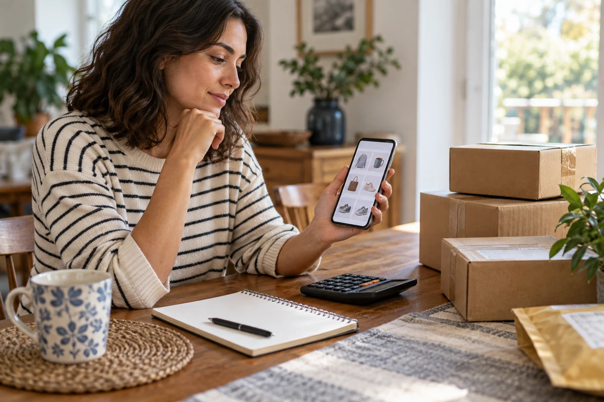 Çevrimiçi alışveriş üyeliğini ve teslim edilen paketleri inceleyen kullanıcı.