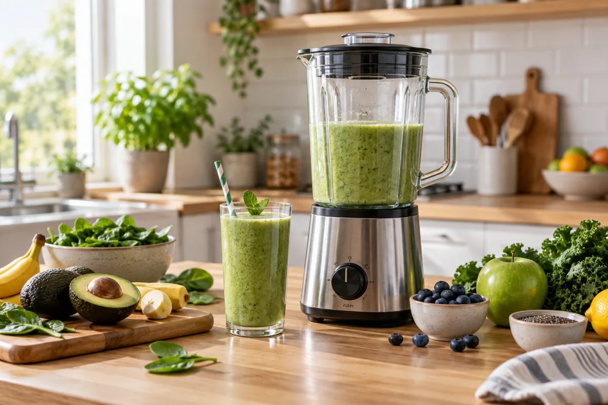 Sürahi blender ile meyve ve smoothie hazırlığını gösteren temsili görsel.
